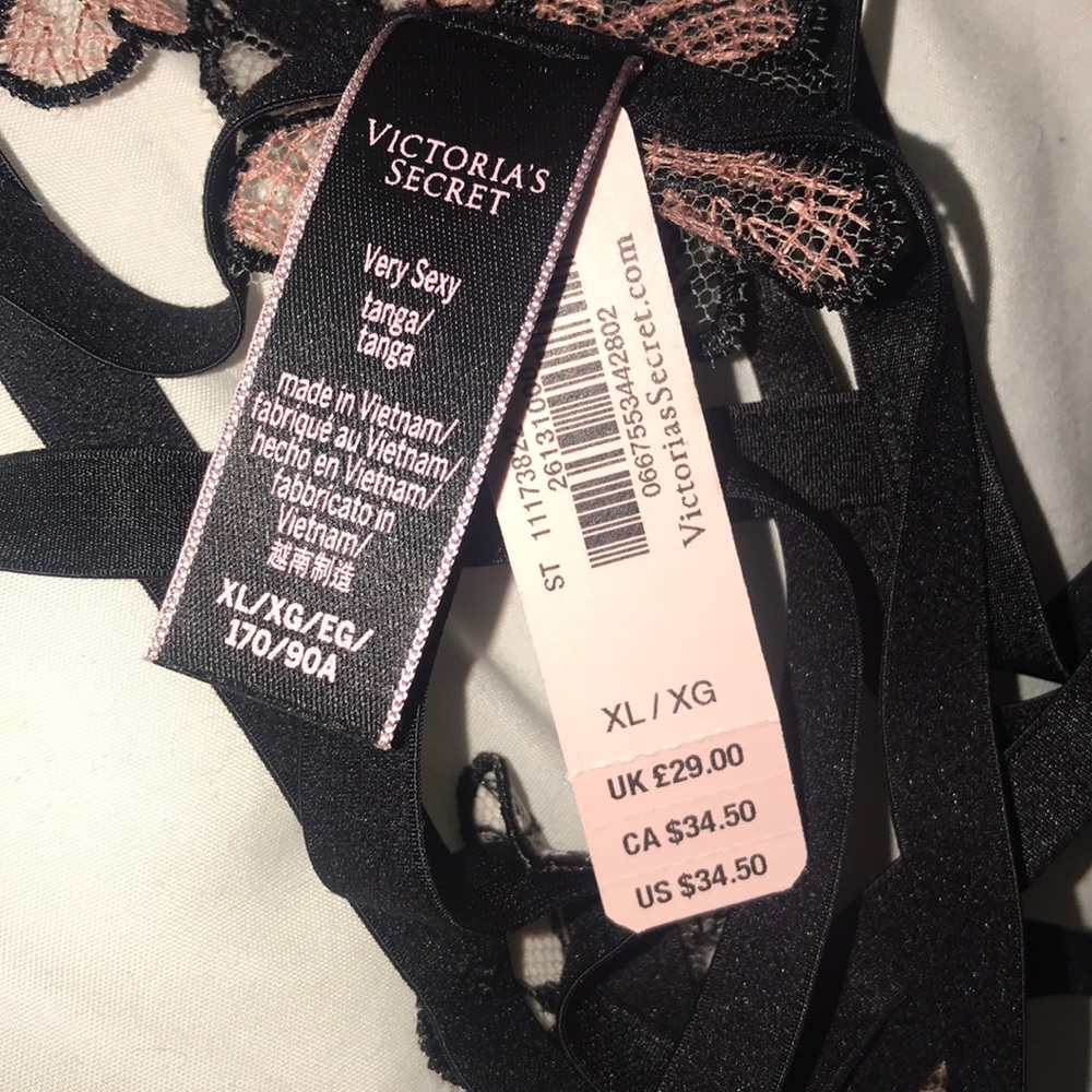 VICTORIAS SECRET Lace Appliqué Tanga Panty NWT! - Picture 5 of 5